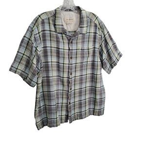 Tommy Bahama Mens Sz L Shirt Silk Original Fit Plaid Short Sleeve Casual Resort